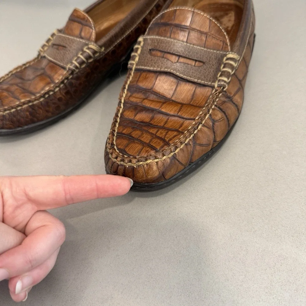 Martin Dingman Bill Alligator Penny Loafers Men's 8 Brown Old Money Heritage